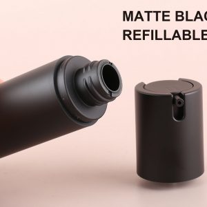 Matte black airless pump bottles